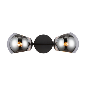 Willow 17-in Matte Black/Smoked Solid Glass 2 Lights Damp-Rated Wall/Vanity Light (7713|WV548217MBSM)