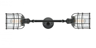 Bell Cage - 2 Light - 6 inch - Matte Black - Adjustable Bath Vanity Light (3442|208L-BK-G52-CE)