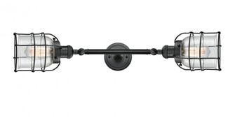 Bell Cage - 2 Light - 6 inch - Matte Black - Adjustable Bath Vanity Light (3442|208L-BK-G54-CE)