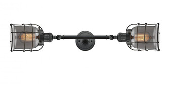 Bell Cage - 2 Light - 6 inch - Matte Black - Adjustable Bath Vanity Light (3442|208L-BK-G53-CE-LED)