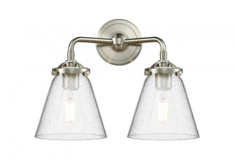 Cone - 2 Light - 14 inch - Brushed Satin Nickel - Bath Vanity Light (3442|284-2W-SN-G64-LED)