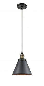 Appalachian - 1 Light - 8 inch - Black Antique Brass - Cord hung - Mini Pendant (3442|916-1P-BAB-M13-BK)