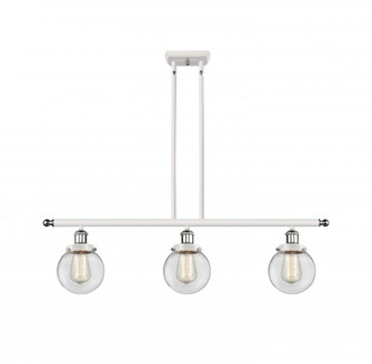 Beacon - 3 Light - 36 inch - White Polished Chrome - Stem Hung - Island Light (3442|916-3I-WPC-G202-6-LED)