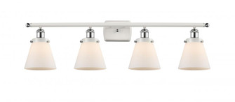 Cone - 4 Light - 36 inch - White Polished Chrome - Bath Vanity Light (3442|916-4W-WPC-G61-LED)