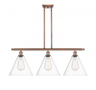 Berkshire - 3 Light - 39 inch - Antique Copper - Stem hung - Island Light (3442|516-3I-AC-GBC-122-LED)