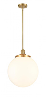 Beacon - 1 Light - 14 inch - Satin Gold - Stem Hung - Pendant (3442|201S-SG-G201-14-LED)