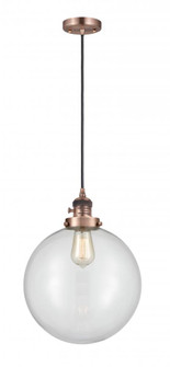 Beacon - 1 Light - 12 inch - Antique Copper - Cord hung - Mini Pendant (3442|201CSW-AC-G202-12-LED)