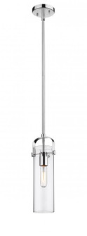 Pilaster - 1 Light - 12 inch Long Glass - Polished Chrome - Stem hung - Mini Pendant (3442|423-1S-PC-4CL-LED)