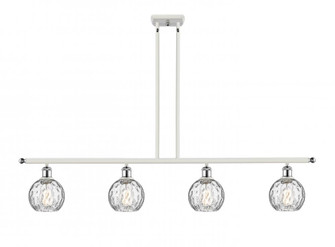 Athens Water Glass - 4 Light - 48 inch - White Polished Chrome - Stem hung - Island Light (3442|516-4I-WPC-G1215-6-LED)