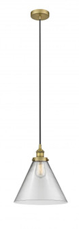 Cone - 1 Light - 12 inch - Brushed Brass - Cord hung - Mini Pendant (3442|616-1PH-BB-G42-L-LED)