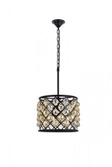 Madison 4 light Matte Black Pendant Golden Teak (Smoky) Royal Cut Crystal (758|1206D14MB-GT/RC)