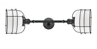 Bell Cage - 2 Light - 9 inch - Matte Black - Adjustable Bath Vanity Light (3442|208L-BK-G71-CE-LED)