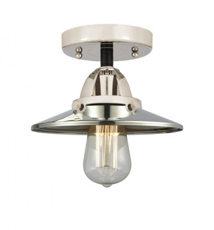 Railroad - 1 Light - 8 inch - Black Polished Nickel - Semi-Flush Mount (3442|288-1C-BPN-M1-PN)