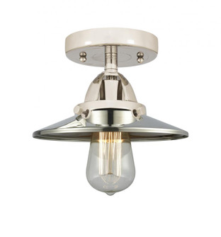 Railroad - 1 Light - 8 inch - Polished Nickel - Semi-Flush Mount (3442|288-1C-PN-M1-PN-LED)