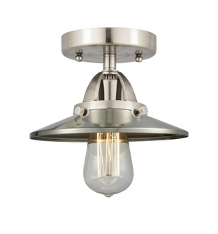Railroad - 1 Light - 8 inch - Brushed Satin Nickel - Semi-Flush Mount (3442|288-1C-SN-M2-SN-LED)