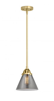 Cone - 1 Light - 8 inch - Satin Gold - Stem hung - Mini Pendant (3442|288-1S-SG-G43-LED)