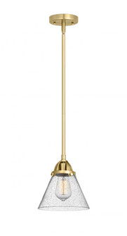 Cone - 1 Light - 8 inch - Satin Gold - Stem hung - Mini Pendant (3442|288-1S-SG-G44)