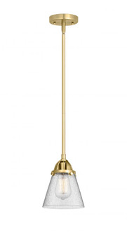 Cone - 1 Light - 6 inch - Satin Gold - Stem hung - Mini Pendant (3442|288-1S-SG-G64-LED)