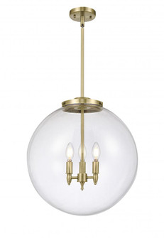Beacon - 3 Light - 18 inch - Antique Brass - Stem hung - Pendant (3442|221-3S-AB-G202-18-LED)