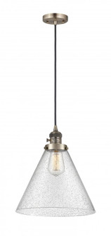 Cone - 1 Light - 12 inch - Antique Brass - Cord hung - Mini Pendant (3442|201CSW-AB-G44-L-LED)