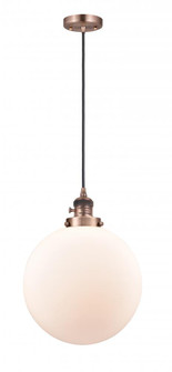 Beacon - 1 Light - 12 inch - Antique Copper - Cord hung - Mini Pendant (3442|201CSW-AC-G201-12-LED)