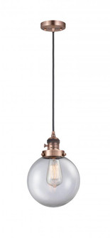 Beacon - 1 Light - 8 inch - Antique Copper - Cord hung - Mini Pendant (3442|201CSW-AC-G202-8-LED)