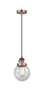 Beacon - 1 Light - 6 inch - Antique Copper - Cord hung - Mini Pendant (3442|201CSW-AC-G204-6)