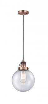 Beacon - 1 Light - 8 inch - Antique Copper - Cord hung - Mini Pendant (3442|201CSW-AC-G204-8-LED)