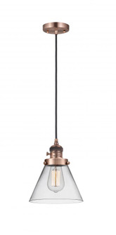 Cone - 1 Light - 8 inch - Antique Copper - Cord hung - Mini Pendant (3442|201CSW-AC-G42-LED)