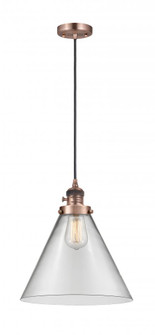 Cone - 1 Light - 12 inch - Antique Copper - Cord hung - Mini Pendant (3442|201CSW-AC-G42-L-LED)
