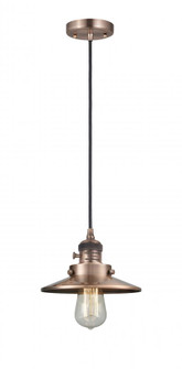 Railroad - 1 Light - 8 inch - Antique Copper - Cord hung - Mini Pendant (3442|201CSW-AC-M3-LED)