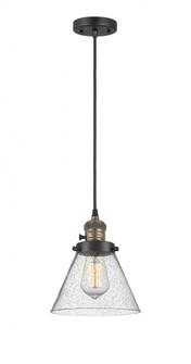 Cone - 1 Light - 8 inch - Black Antique Brass - Cord hung - Mini Pendant (3442|201CSW-BAB-G44-LED)