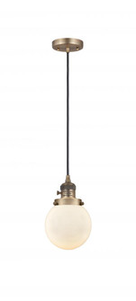 Beacon - 1 Light - 6 inch - Brushed Brass - Cord hung - Mini Pendant (3442|201CSW-BB-G201-6-LED)