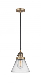 Cone - 1 Light - 8 inch - Brushed Brass - Cord hung - Mini Pendant (3442|201CSW-BB-G42)