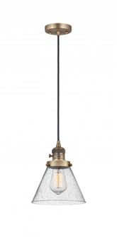 Cone - 1 Light - 8 inch - Brushed Brass - Cord hung - Mini Pendant (3442|201CSW-BB-G44-LED)