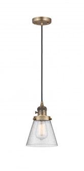 Cone - 1 Light - 6 inch - Brushed Brass - Cord hung - Mini Pendant (3442|201CSW-BB-G64-LED)