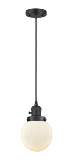 Beacon - 1 Light - 6 inch - Matte Black - Cord hung - Mini Pendant (3442|201CSW-BK-G201-6)
