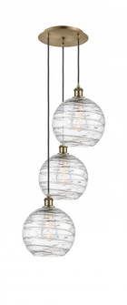 Athens Deco Swirl - 3 Light - 17 inch - Antique Brass - Cord hung - Multi Pendant (3442|113B-3P-AB-G1213-10)