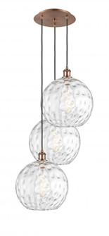 Athens Water Glass - 3 Light - 19 inch - Antique Copper - Cord hung - Multi Pendant (3442|113B-3P-AC-G1215-12)