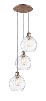 Athens Water Glass - 3 Light - 15 inch - Antique Copper - Cord hung - Multi Pendant (3442|113B-3P-AC-G1215-8)