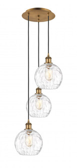 Athens Water Glass - 3 Light - 15 inch - Brushed Brass - Cord hung - Multi Pendant (3442|113B-3P-BB-G1215-8)