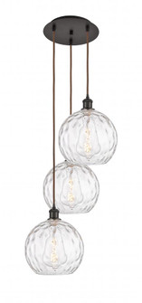 Athens Water Glass - 3 Light - 17 inch - Oil Rubbed Bronze - Cord hung - Multi Pendant (3442|113B-3P-OB-G1215-10)