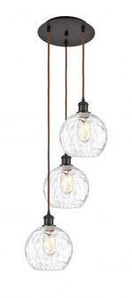 Athens Water Glass - 3 Light - 15 inch - Oil Rubbed Bronze - Cord hung - Multi Pendant (3442|113B-3P-OB-G1215-8)