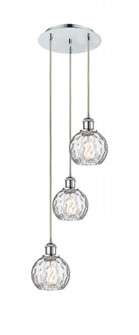 Athens Water Glass - 3 Light - 13 inch - Polished Chrome - Cord hung - Multi Pendant (3442|113B-3P-PC-G1215-6)