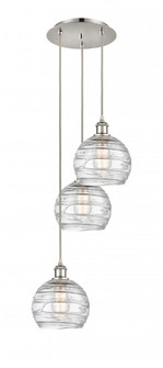 Athens Deco Swirl - 3 Light - 15 inch - Polished Nickel - Cord hung - Multi Pendant (3442|113B-3P-PN-G1213-8)