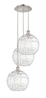 Athens Water Glass - 3 Light - 19 inch - Polished Nickel - Cord hung - Multi Pendant (3442|113B-3P-PN-G1215-12)