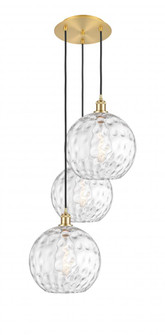 Athens Water Glass - 3 Light - 19 inch - Satin Gold - Cord hung - Multi Pendant (3442|113B-3P-SG-G1215-12)