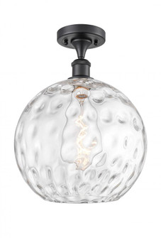 Athens Water Glass - 1 Light - 12 inch - Matte Black - Semi-Flush Mount (3442|516-1C-BK-G1215-12)
