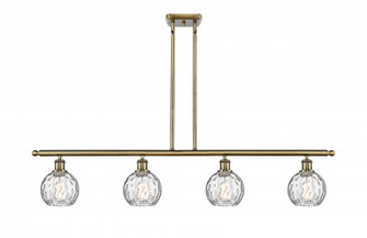 Athens Water Glass - 4 Light - 48 inch - Antique Brass - Stem hung - Island Light (3442|516-4I-AB-G1215-6)