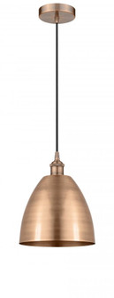 Bristol - 1 Light - 9 inch - Antique Copper - Cord hung - Mini Pendant (3442|616-1P-AC-MBD-9-AC-LED)